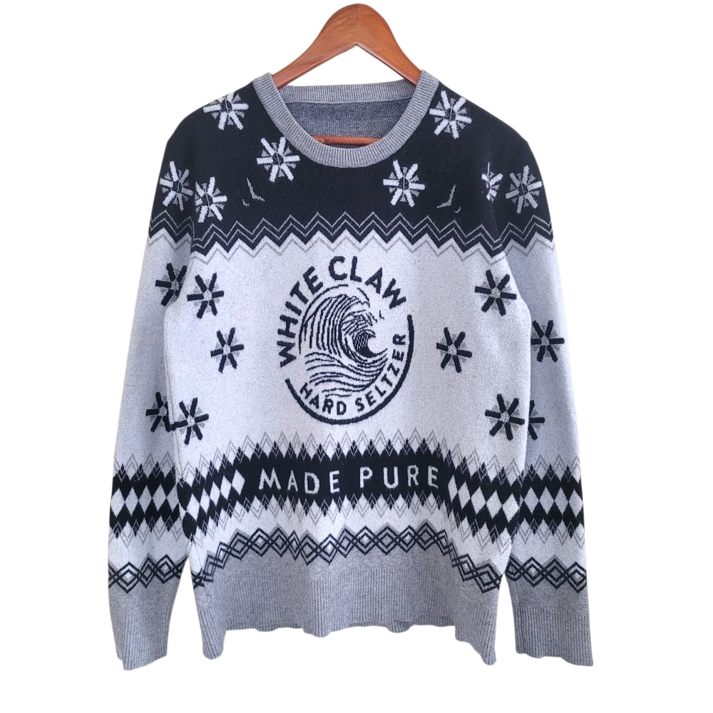 White Claw Hard Seltzer Crew Neck Pullover Fair Isle Sweater Medium